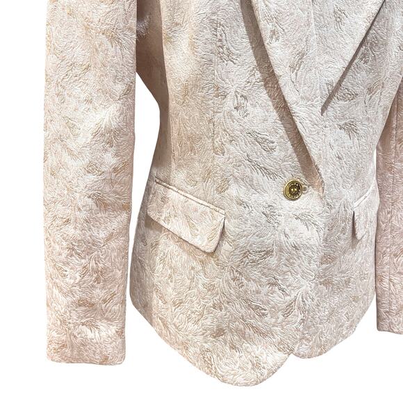 Dana Buchman Blazer Jacket Womens Size 8 Cream Metallic Gold Brocade - Picture 5 of 9